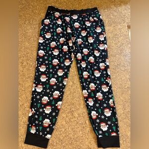 No Boundaries Black Santa Print Joggers